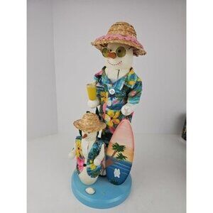 LRI Holiday Nutcracker Surfer Tropical Snowman Hawaiian Shirt 14" w/ Son Snowman